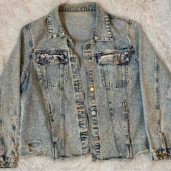 Stylish Acid Wash Denim Jacket - Picture 1 of 2